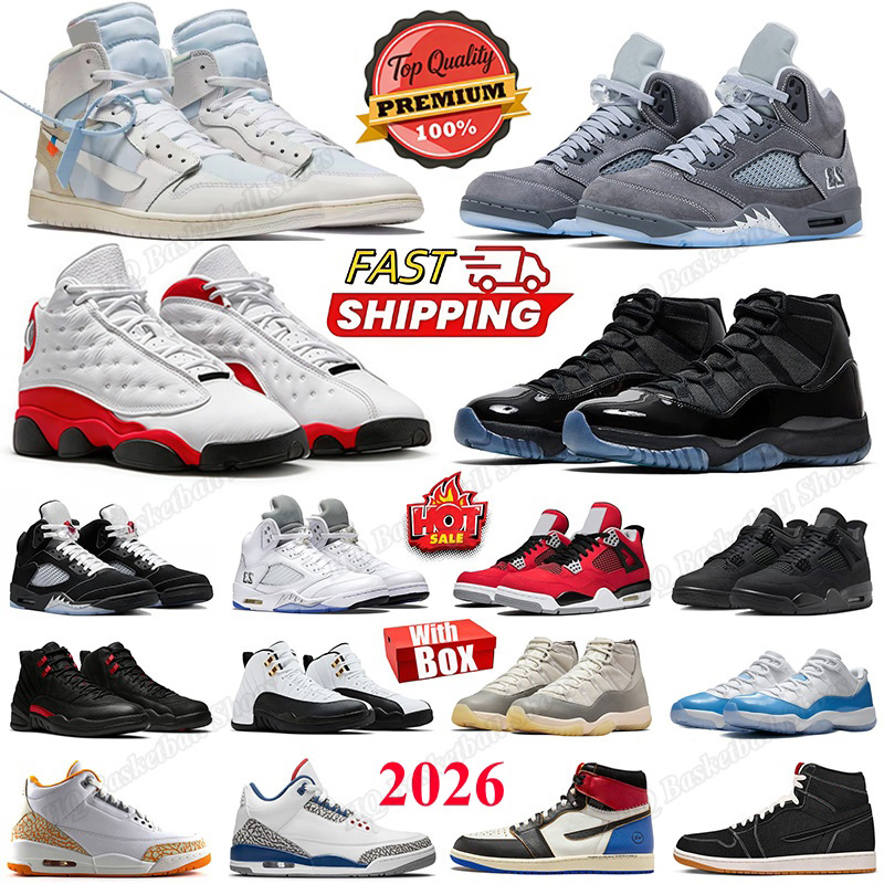 Designer Basketball Mens Womens Sneakers With Box 4s 11s Wolf Grey 5s 2026 Black Cat Gamma Blue Chicago University Blue Alaska White Metallic Outdoor Sports Shoe 36-47