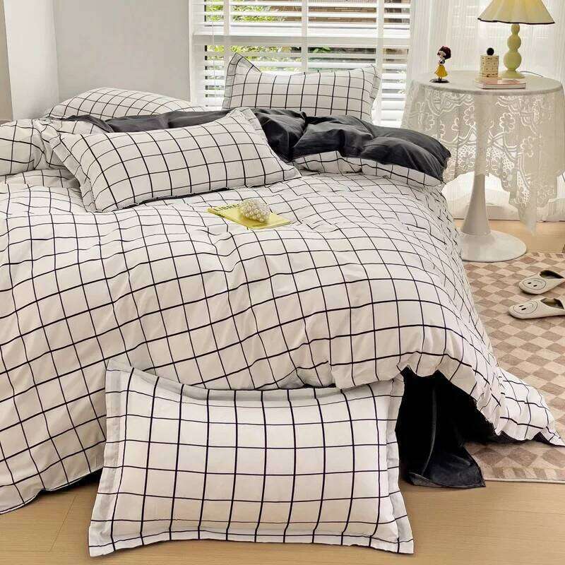 Nordic Lattice Duvet Cover Sets NO Filler Simple Boy Adults Bedding and Pillowcase Sheet Single Twin Double Size Bed Linens H260311