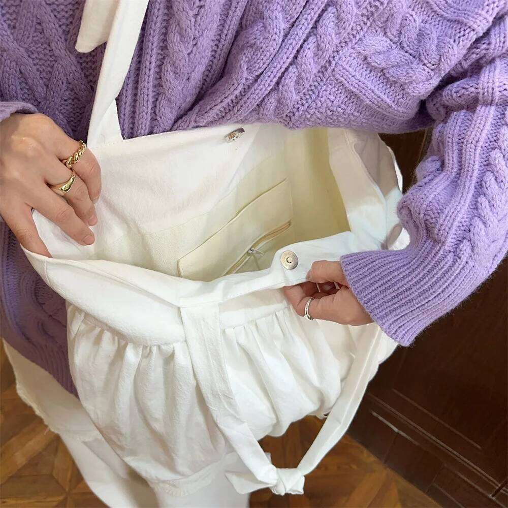 SOZAKKA Lazy Rabbit Large Capaci Tote Belted Canvas Shoulder Casual Sle Underarm Bag Spring Summer New Model Handbag XJ260311