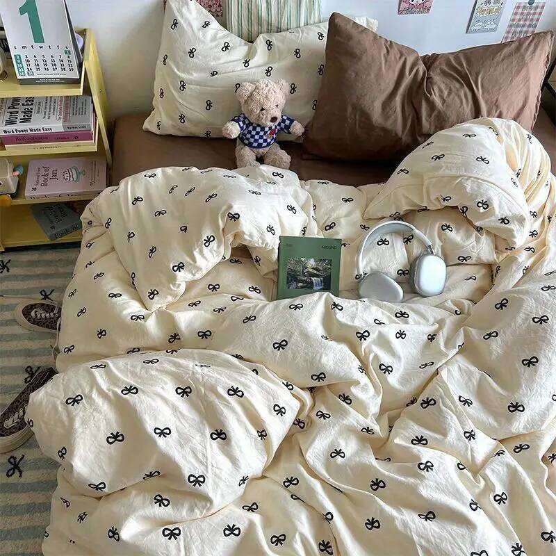 Kids Duvet Cover Set Cute Cartoon No Filler Single Queen Size Girls Boys Flat Sheet Pillowcase Spring Summer Soft Bed Linens H260311