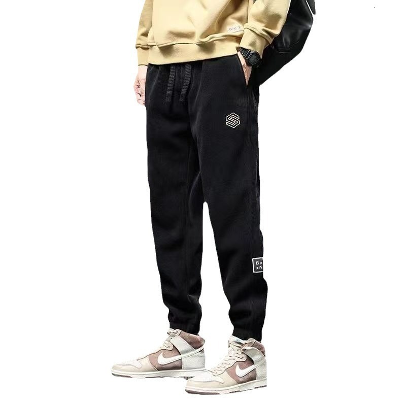 Chenille Fleece-lined Pants For Designer Pants Men Casual Autumn And Winter Thickened Cropped Pants Sports Sweatpants Trendy Corduroy Men's Pants