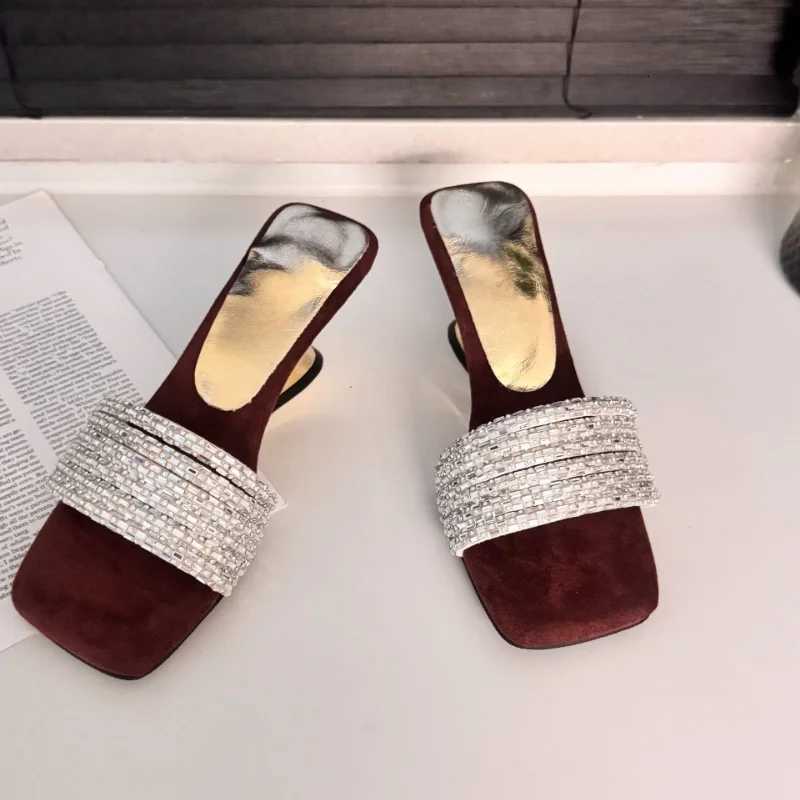 Crystal Women Flats Elegant Fashion Shoes Dress Woman Sandals Summer 2025 Party Slides New Mujer De Zapatillas K260311