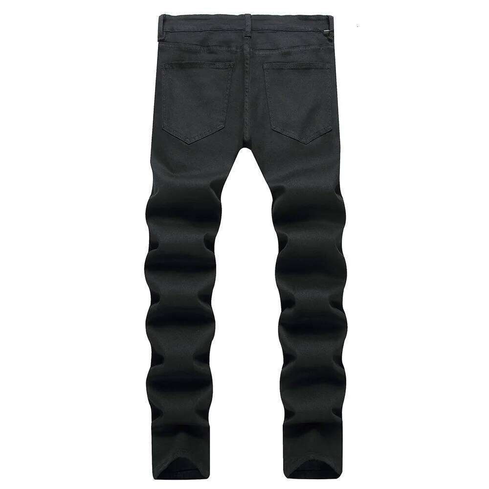 Men Classic Pure Black Jeans All Match Stretch Denim Pants Casual Plus Size Slim Straight Trousers Z260225
