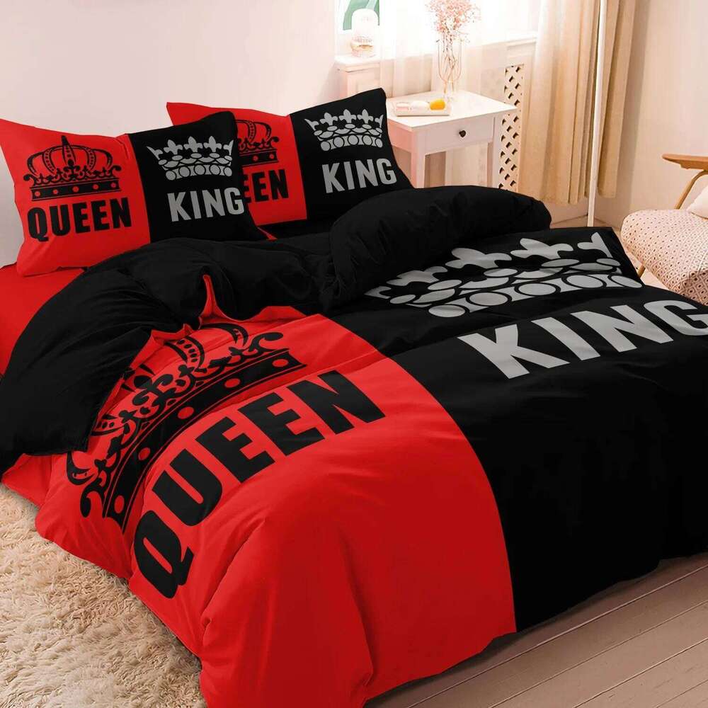 3pcs Set Queen King Heart Digital Print Can Be Used As Holiday Gifts 1 Duvet Cover + 2 * Pillowcase, No Quilt H260311