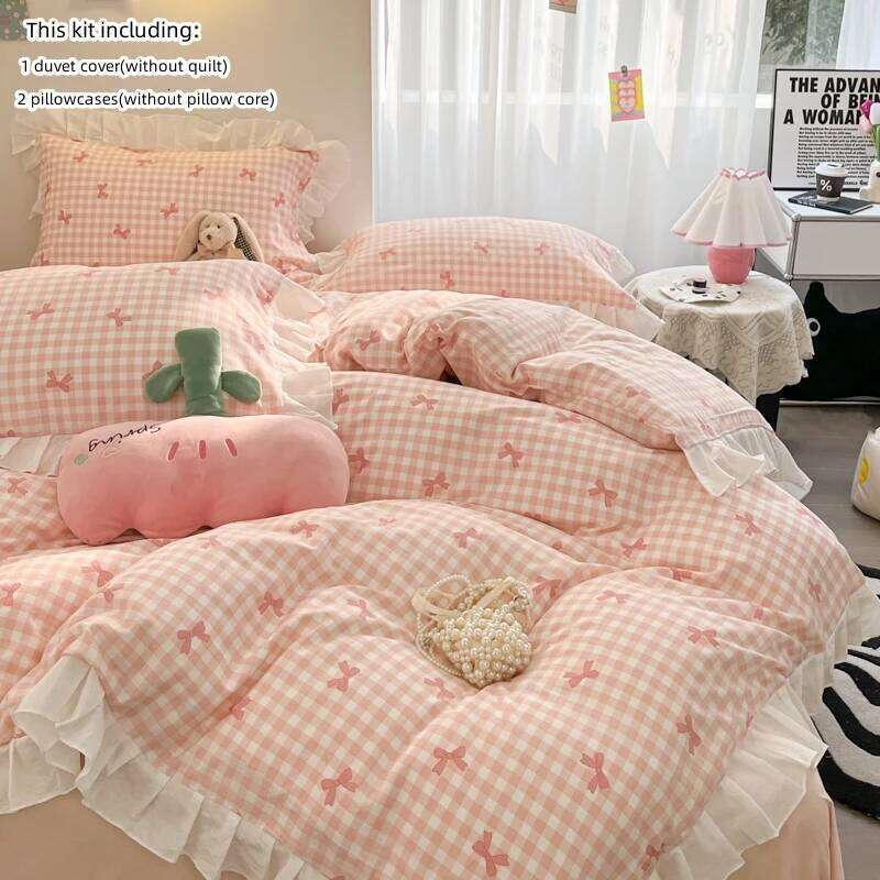 3 Piece duvet bowknot printting Quilt cover comfortable Ruffles Bedding Set Bedspread for All Season H260311