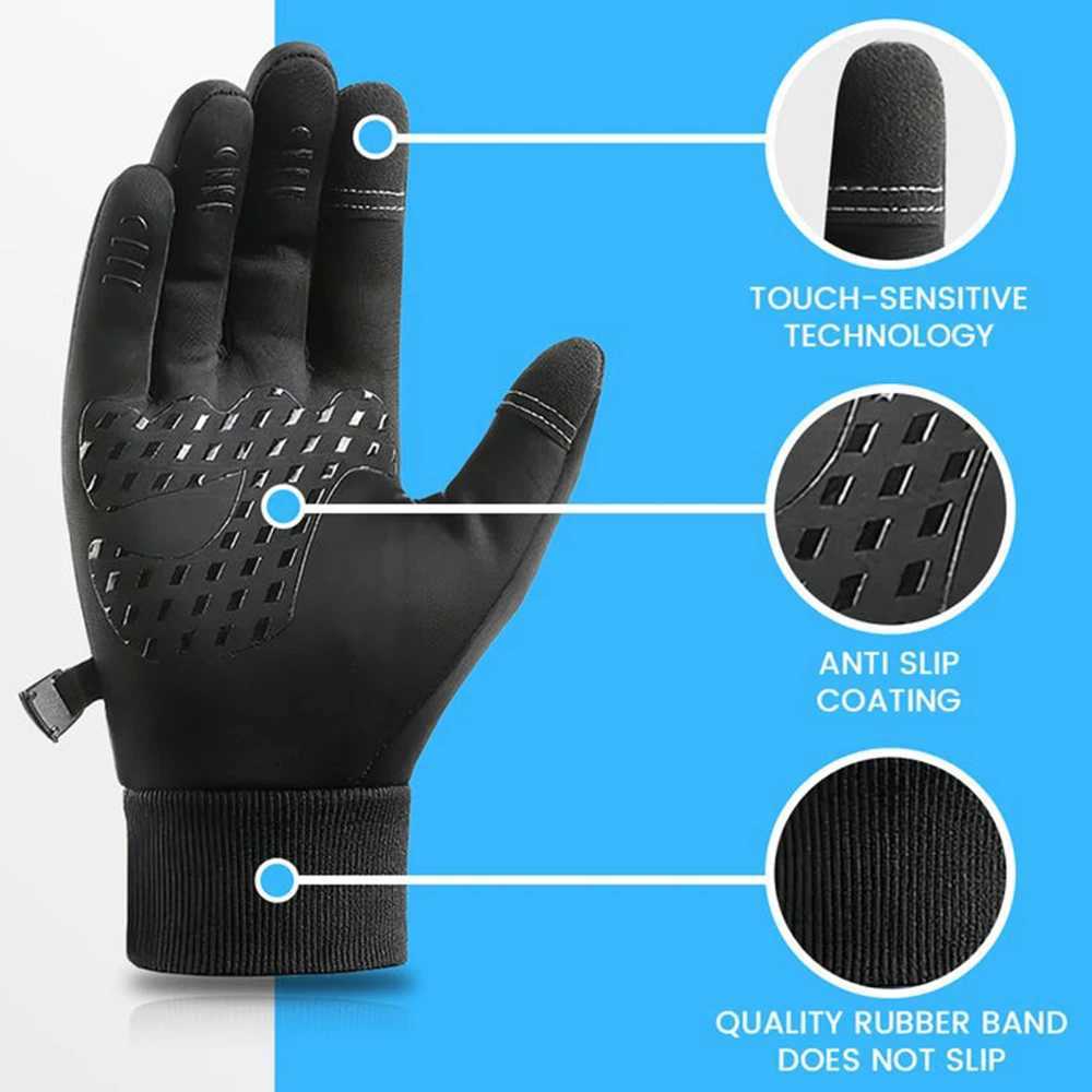 Winter Men Women Skiing Gloves Waterproof Warm Windproof Non-Slip Touchscreen Snowboard Snowmobile Cycling Gloves Reflective M260311