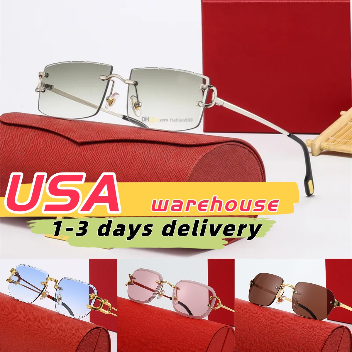 Dashion sunglasses luxury woman polarizing men sunglases designer orange glasses rimless outdoor color changing glasses Sonnenbrillen original box