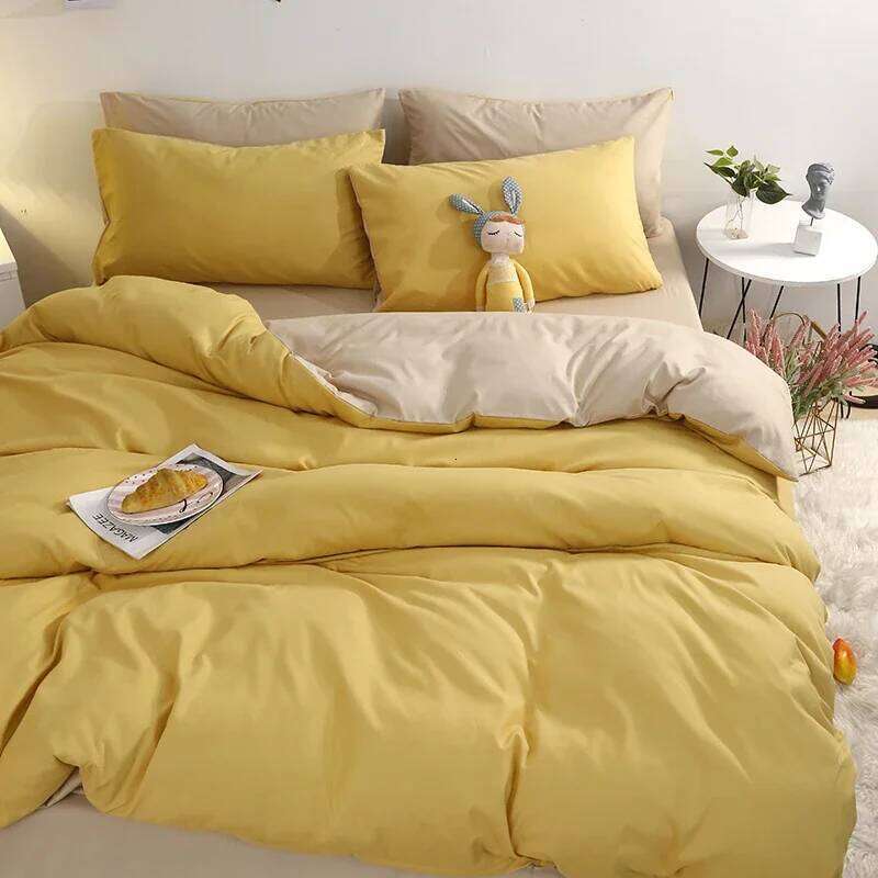 Mustard Yellow Bedding Comforter Sets Cotton Quilts King Size Modern Blankets Soft Durable Bed Linens H260311