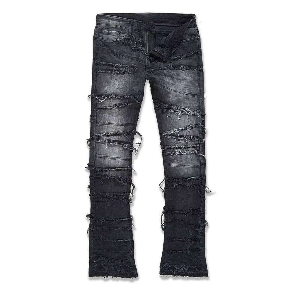 Vintage Men's Straight Jeans Male Youth Four Seasons Casual Patchwork Denim Pants 2025 Fashion High Waist Trousers Streetwear Z260225