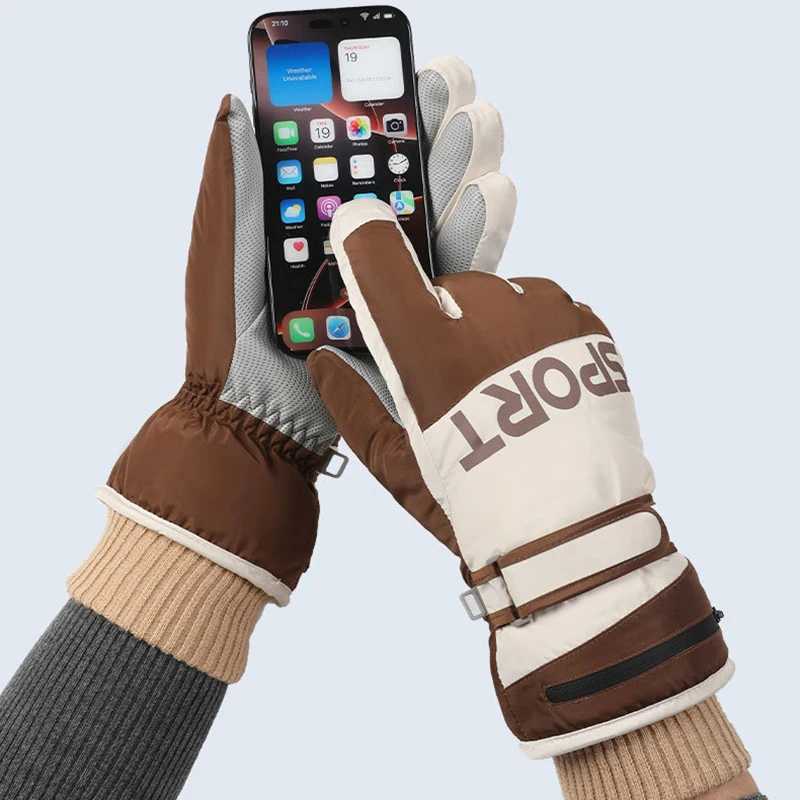 Ski Gloves Winter Waterproof Windproof Thermal Touchscreen Gloves Anti Slip Grip Men Women Outdoor Sports Cycling Driving Gloves M260311