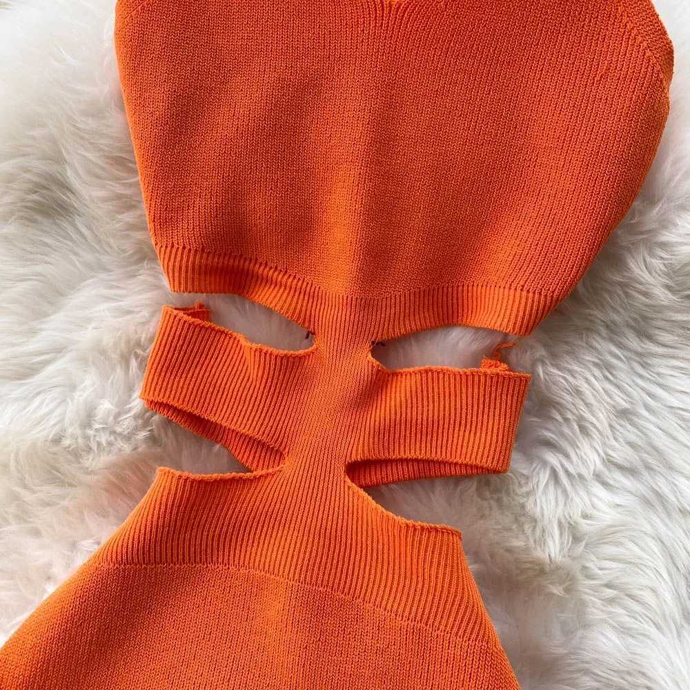 YuooMuoo Women Dress Sexy Cut Out Waist Package Hips Split Bodycon Dress Summer Fashion Lady Knitted Party Vestidos Sundress M260311