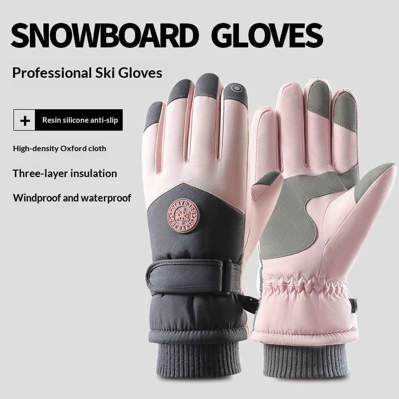Winter Ski Gloves for Men and Women Water-Repellent Windproof Thickened Warmth Anti-Slip Touchscreen Driving and Riding Glov M260311