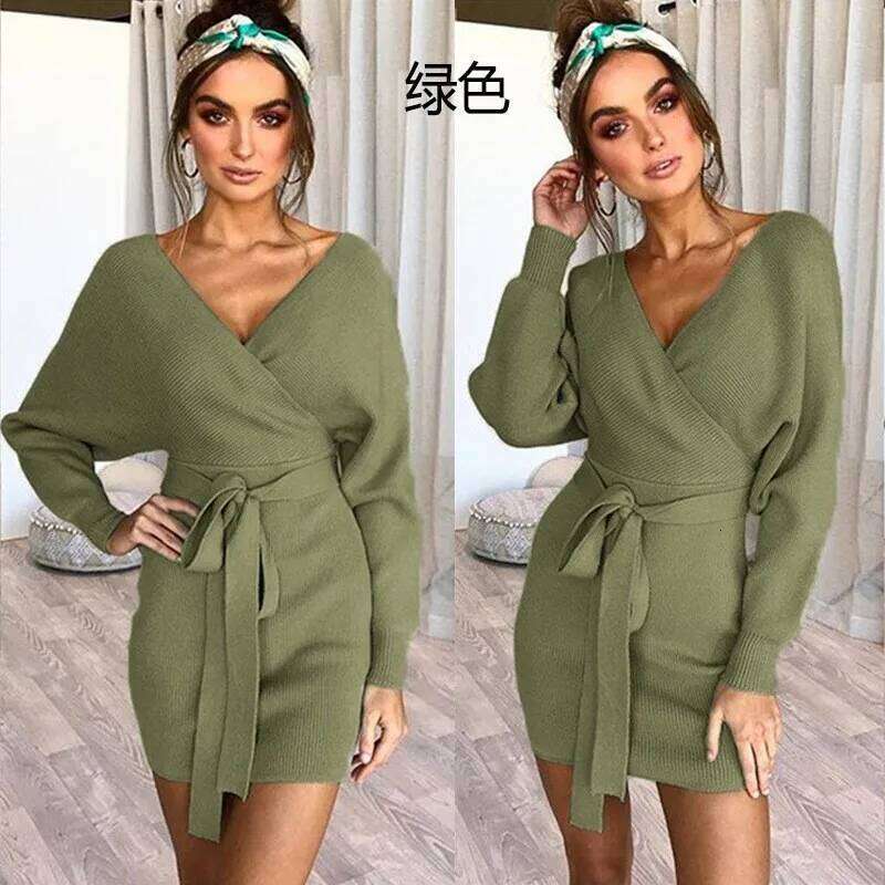 Solid Color Frock Autumn Winter Sexy Lace Up V-neck Backless Dresses 2025 Woman Hug The Hips Vestidos De Fiesta Elegantes Z260311