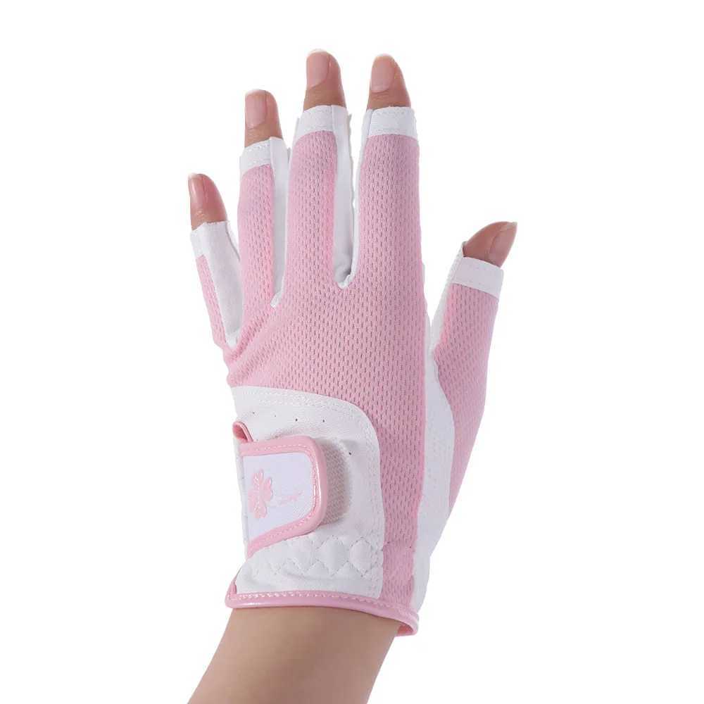 Comfortable Womens Sport Gloves Breathable Fingerless Ladies Gloves Mesh Left Right Hand Mittens Palm Protection M260311