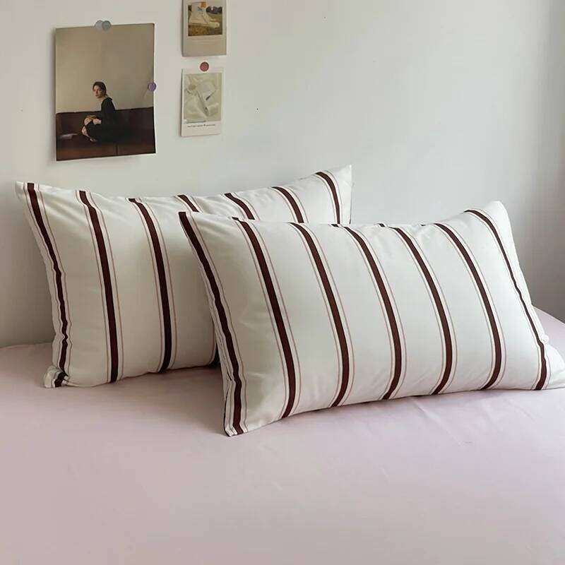 Linen Sheets Stripes Duvet Suit Set Cover Bed Sheet Quilt Queen Size INS Blogger Comforter Sets H260311