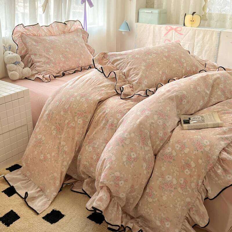 3pcs Korean style Duvet Set 1*Duvet Cover + 2*Pillowcase, Without Core,Princess lace Bedding Set, Soft Comfortable H260311