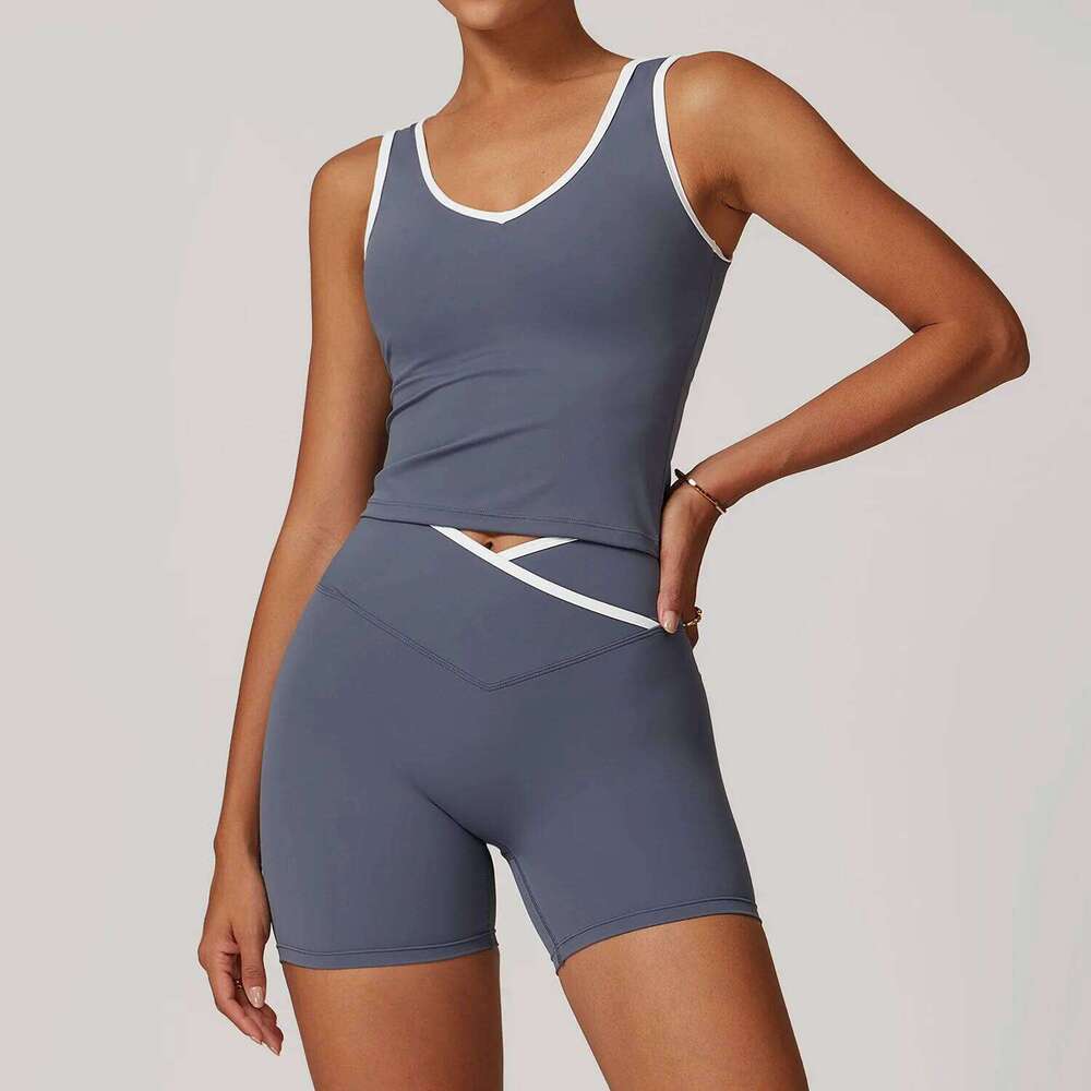 Yoga Set 2 Pieces Workout Outfits Fitness Sportswear Gym Tracksuit High Waist Leggings Sports Bra Athletic Wear Women Clothes 26H0311