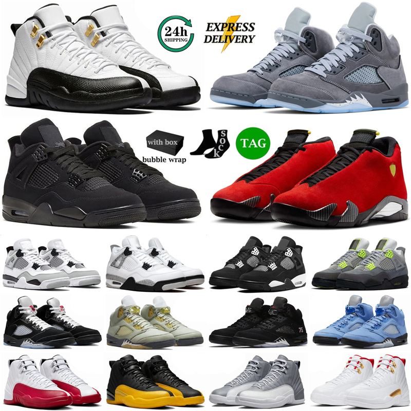 With Box 4s 5s 12s Basketball Shoes Mens trainers Wolf Grey Black Metallic 4 Military Black Cat White Cement Thunder Bred Gym Red Women Sneakers Sports Shoes