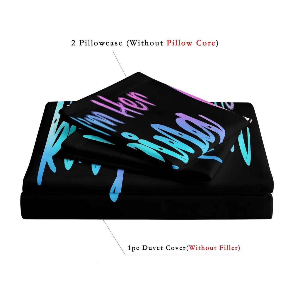 3pcs Valentine'S Day Romantic couple Crown Letter Set 1 Duvet Cover + 2 Pillowcases, No Core for Home And Dorm Use H260311