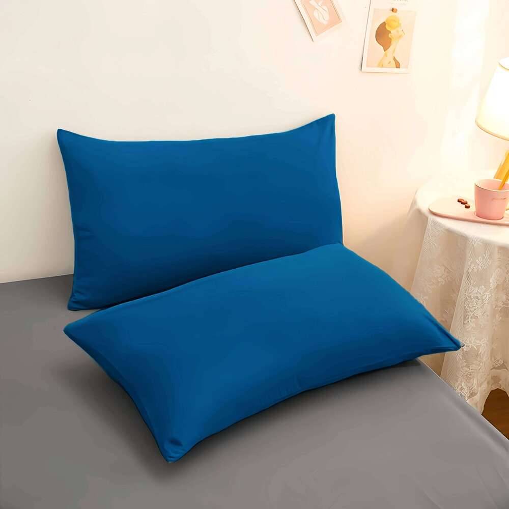 Kuup Polyester Queen Size Bedding Set - 3pcs Solid Color Fitted Sheet & Pillowcases Elastic Band Mattress Cover Included H260311