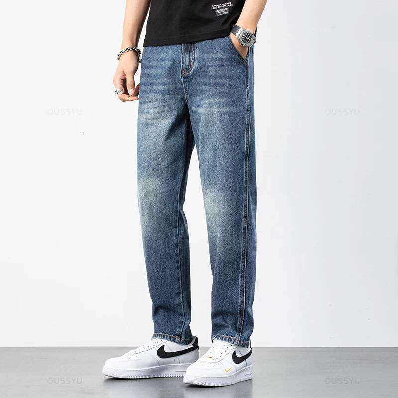 Autumn Winter High Quality Cotton Jeans Men Harem Ankle Length Pants Classic Retro Blue Brand Loose Denim Trousers Male 28-38 Z260225