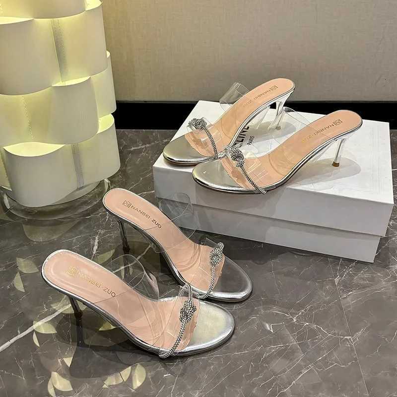 Womens Summer New Fashion Sexy Women Transparent Open Toed Rhinestone High Heel Party Shoes for Women K260311