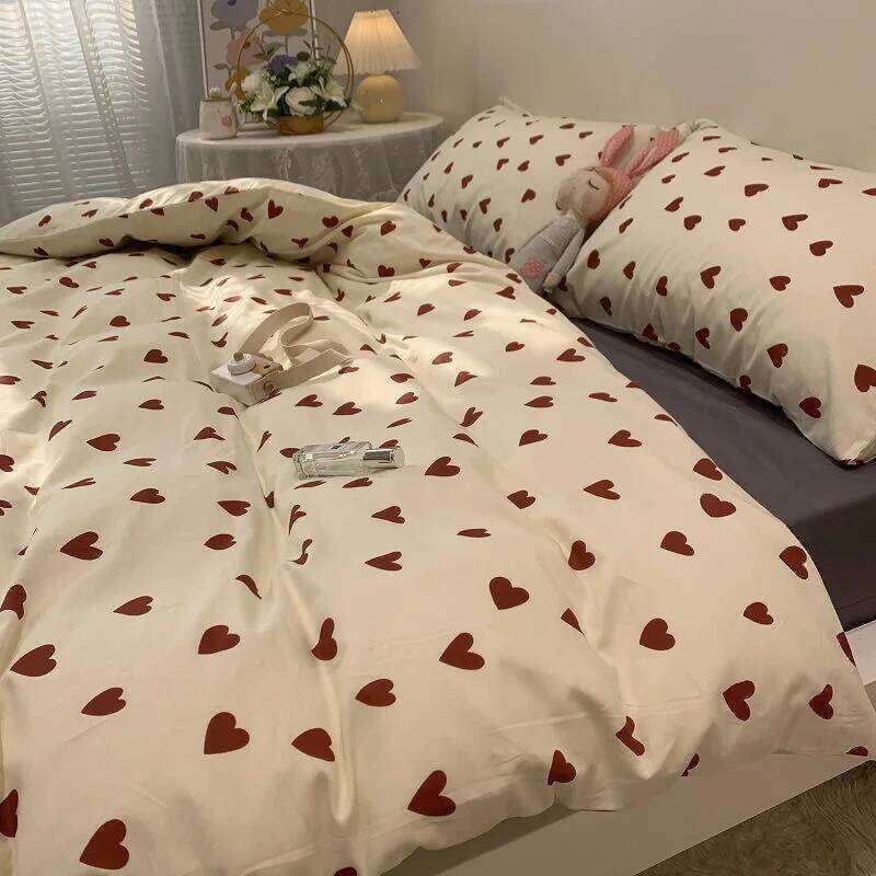 Korean Style Bedding Set Boys Girls Twin Queen Size Duvet Cover Flat Sheet Pillowcase Bed Linen Kids Adult Fashion Home Textile H260311