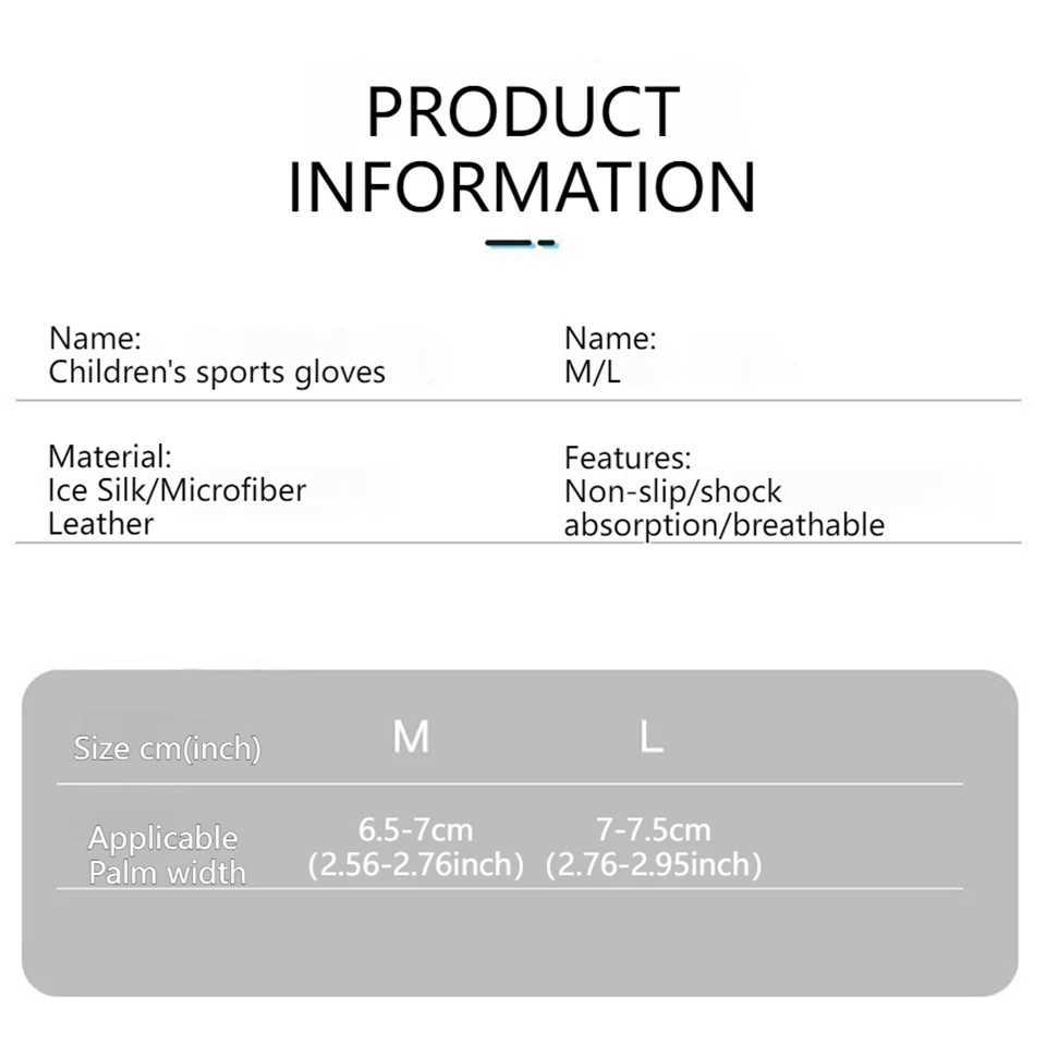 LOODEEL Childrens Gloves Half-finger Anti-slip FitnESS Hand PROtection Thin Balancing Blue Gray Riding Sports For Boy Girl M260311