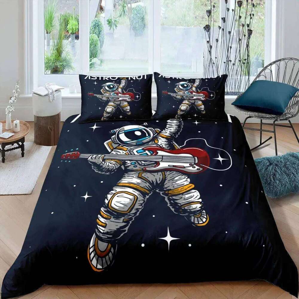 Astronaut Duvet Queen Size, Outer Space Bedding Set 3pcs for Kids Girls Adults,Comforter Cover Soft with 2 Pillowcases H260311 - view 3