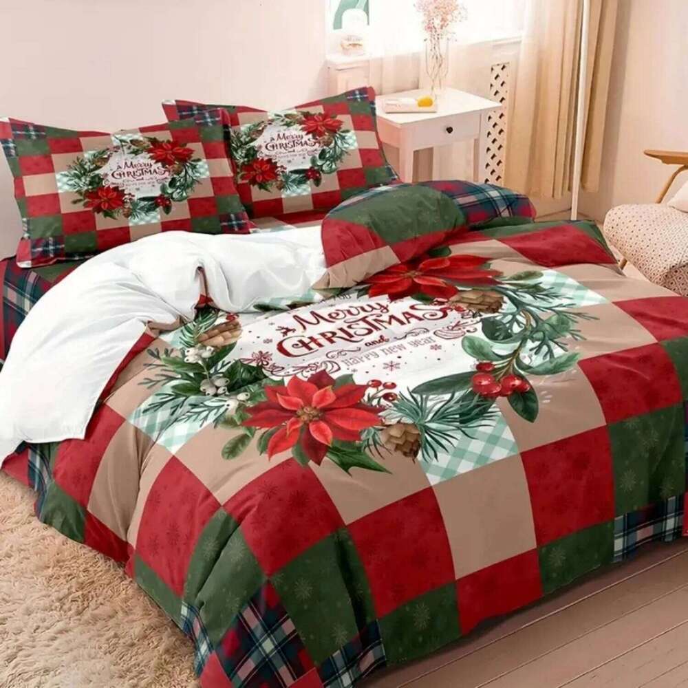 3pcs grid Pattern Duvet Cover, Comfortable And Soft Bedding Set For Bedroom Dormitory Room Decoration Christmas gift H260311