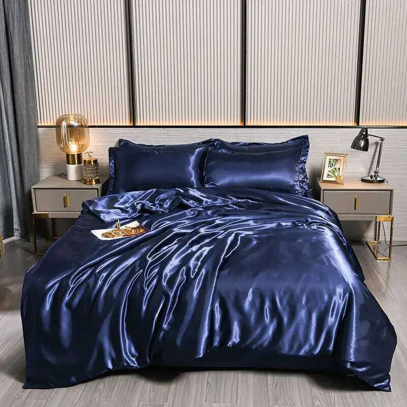 100% Silk with Duvet Set Double King Queen Size Bedding Kit 4pcs Cover Bed Linen Sets H260311 - view 7