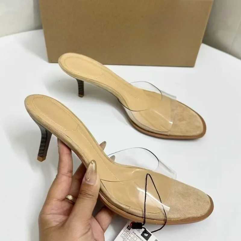 2026 New Women Nude Transparent Mules Round head thin Heel Slip-on Comfortable Office Party Casual Everyday Shoes K260311