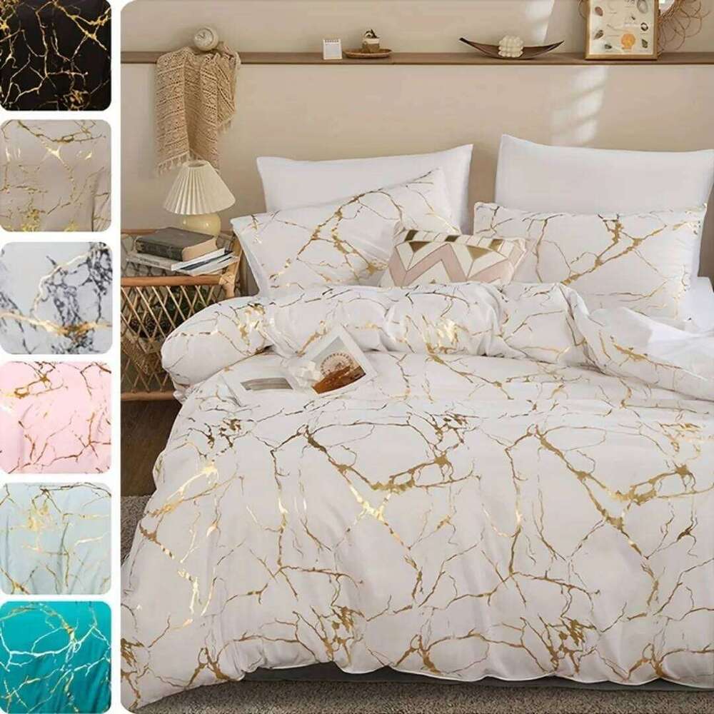 Classic Hot Stamping Texture 3D Print Bedding Set Soft Duvet Cover King Queen Twin Single Size Bithday Gift Bedroom Decoration H260311