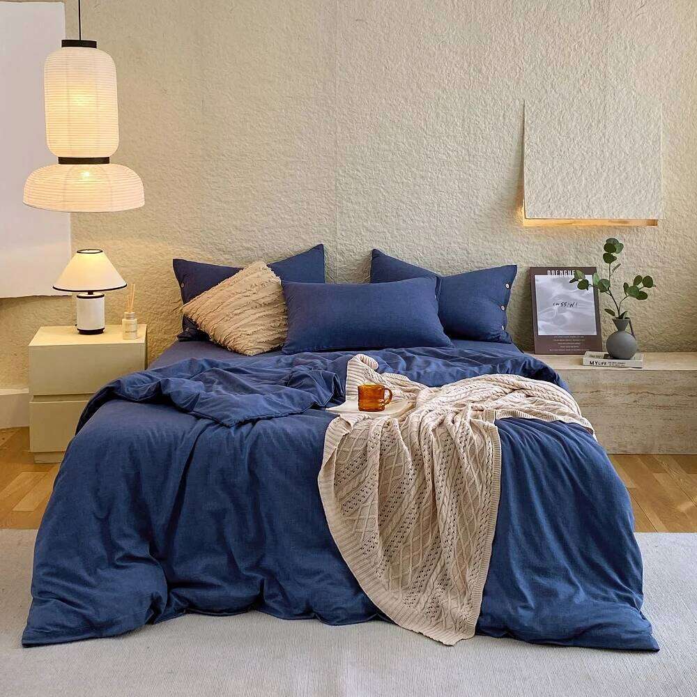 Stone Wash Percale Cotton Turquoise Duvet Cover Set Single Twin Full QUEEN KING Bed H260311 - view 5