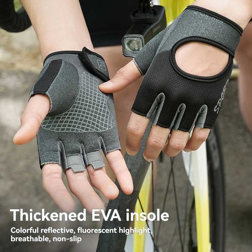 Cycling Sport Half Finger Gloves Breathable Anti slip MTB Bike Gloves Sweat Absorbing Elastic Fitness Training Gym Outdoor Glove M260311