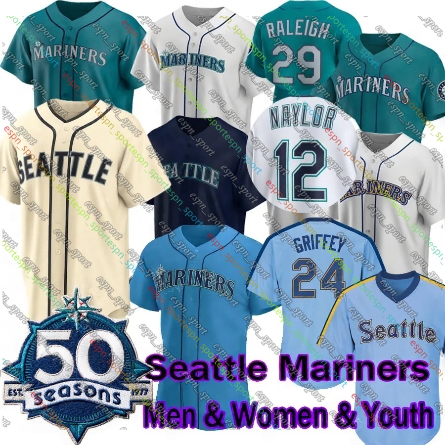 Seattle Mariner Julio Rodriguez 50th Anniversary Jerseys Raleigh Arozarena Gilbert Crawford Munoz Locklear Canzone Bliss Garver Robles Raley Marlowe Taylor11