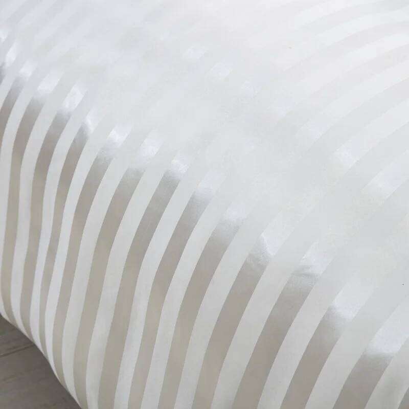Satin Striped Full/Queen/King/Single/Double Size Set, Silky Like Ivory White Stripe Duvet Cover Bedding Set H260311