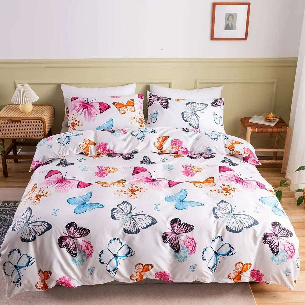 Bedding Sets 2/3 Pcs Nordic Butterfly Pattern Northern Europe Duvet Cover Set 220x240 200x200 for Adult King Queen Twin H260311