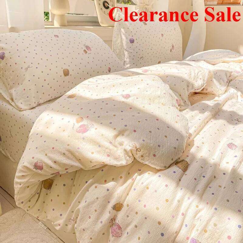 New wrinkled double-layer yarn four-piece set, mattress model, cream wind class A cloud feeling super soft kapok kit H260311