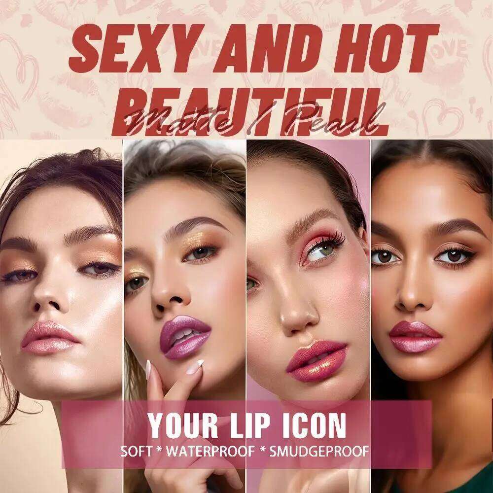 Diamond Glitter Long Lasting Waterproof Moisturizing Highly Pigmented Metallic Shine Pearlescent Non Stick Cup Lipstick W260311