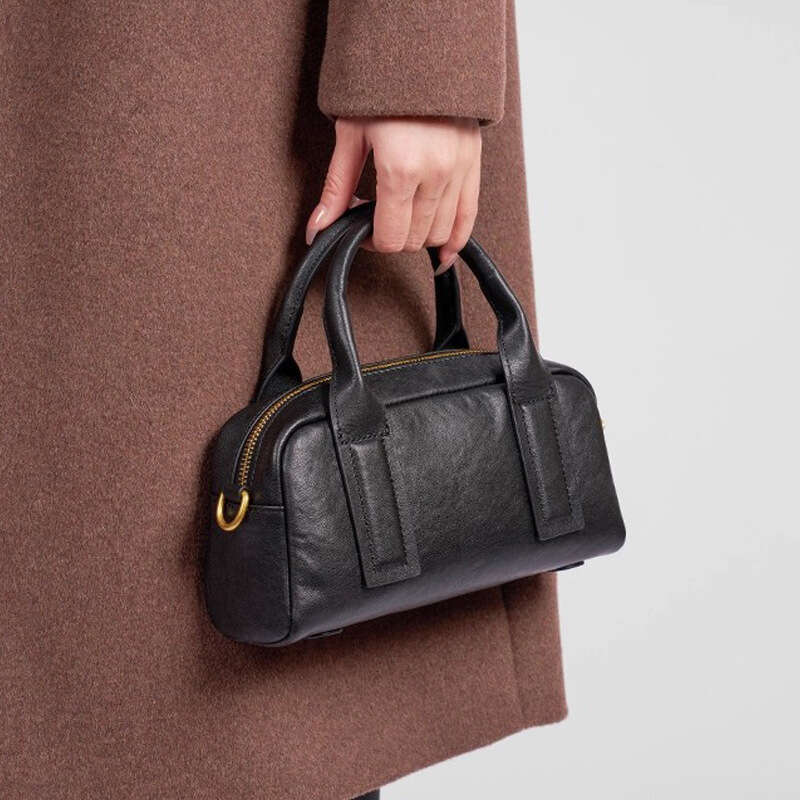 Luxury Shoulder Bags Totes Boston Made Of Top Layer Cowhide Genuine Leather Vintage Fashion Handbag Bowling Bag Shoulder And Crossbody Small Square Fo