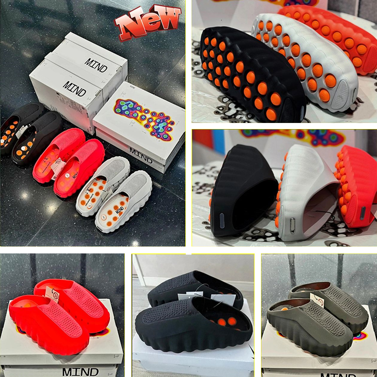 Summer Desginer Slides mind 001 slippers mind 002 Beach shoes Soft Rubber Tech Comfortable Sandals Mules Clog Black Red Bone Light Smoke Grey Mens Womens mind001