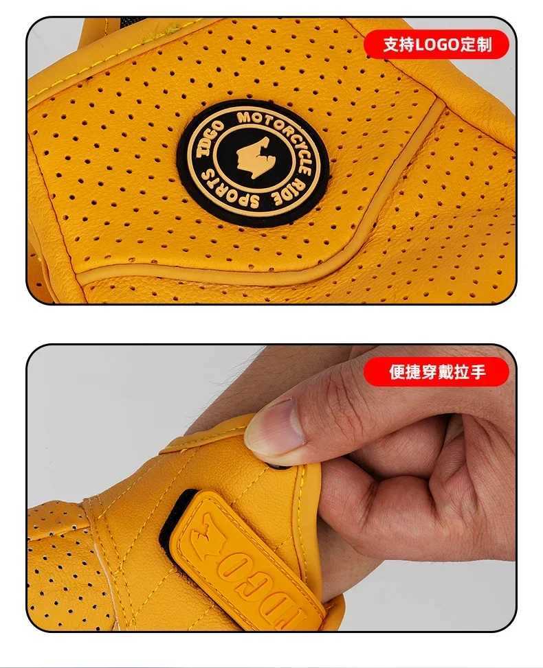 Waterproof and Anti Drop Fingerless Gloves Summer Motorcycle Riding Bike Gloves Breathable Thin Cycling Retro Cruise Half Finger M260311