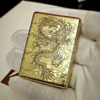 912 Retro High End Waterproof Sealed Armor Constantine Kerosene Lighter 3/5 Hinge Metal Petrol Lighter Mens Gift N260311