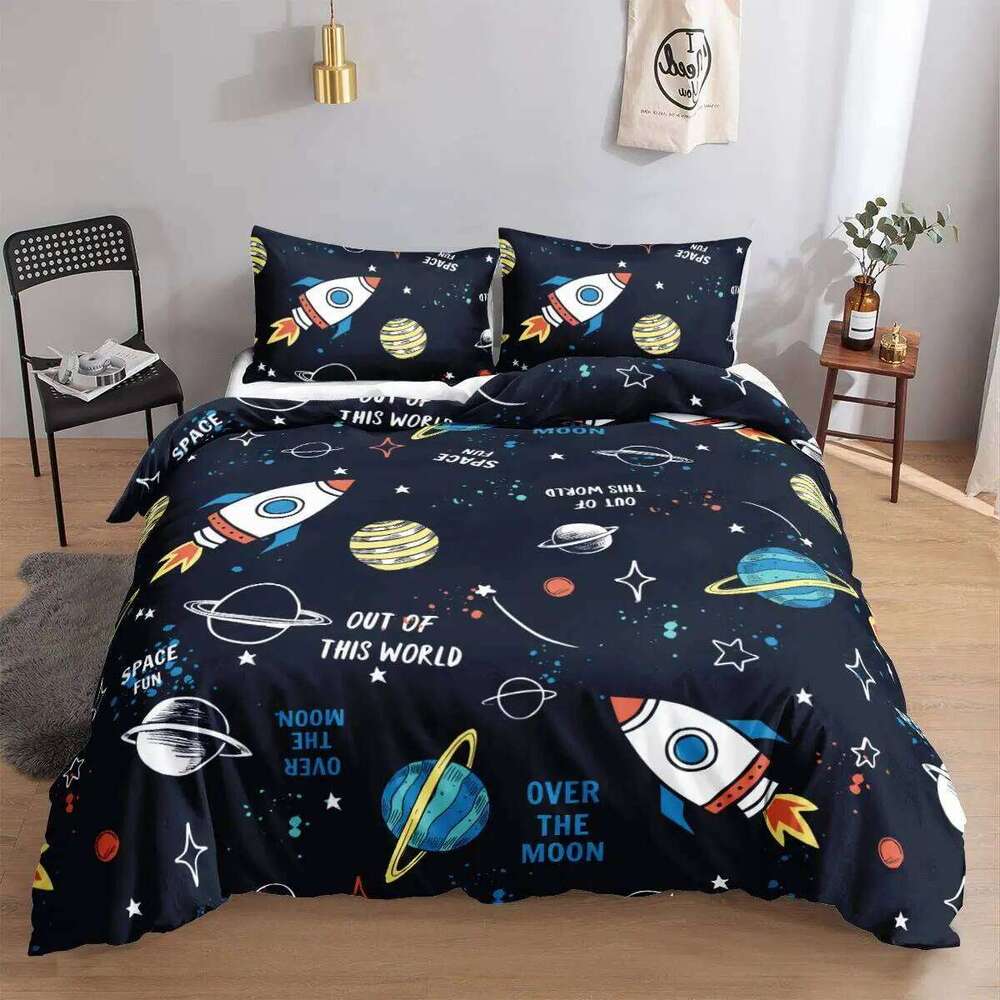 Astronaut Duvet Queen Size, Outer Space Bedding Set 3pcs for Kids Girls Adults,Comforter Cover Soft with 2 Pillowcases H260311
