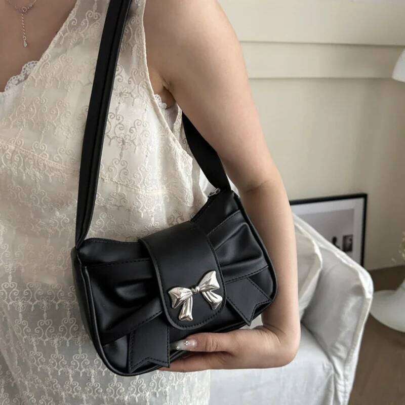 Trendy Bow Shoulder Handbag Casual Underarm Daily Commuting PU Leather Lady Banquet Bag Business Women's Bags XJ260311