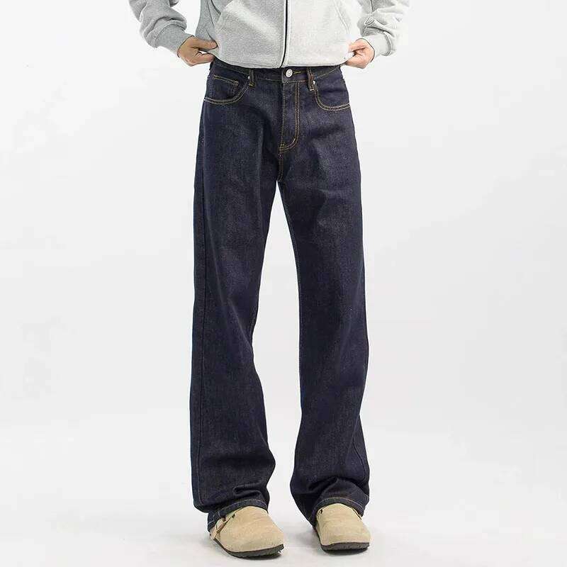 Korean Version New Denim Jeans Retro Men'S Casual High Street Wide Loose Straight Leg Pants Z260225