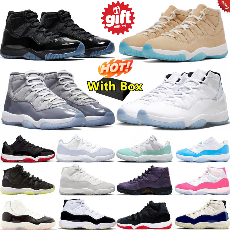 with box 11 11s mens basketball shoes Purple Rain gamma blue Bred Velvet Neapolitan Cherry Cool Grey University Blue men women trainers sports sneakers