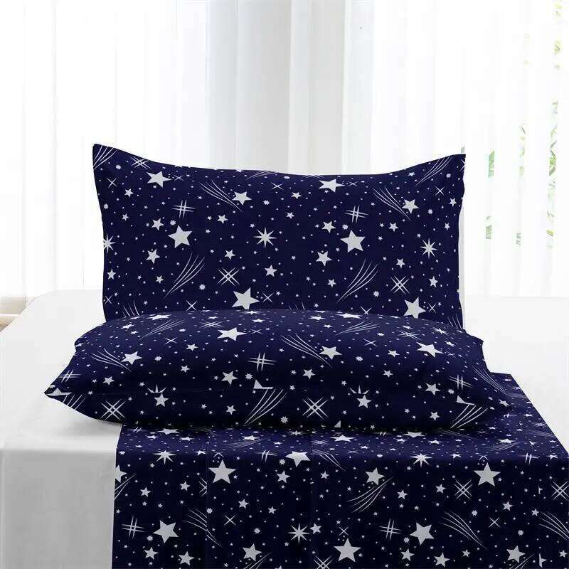 3pcs starry sky Brushed Bedding Queen Size Set Skin Friendly Breathable Simple Duvet Cover Pillowcase H260311 - view 5