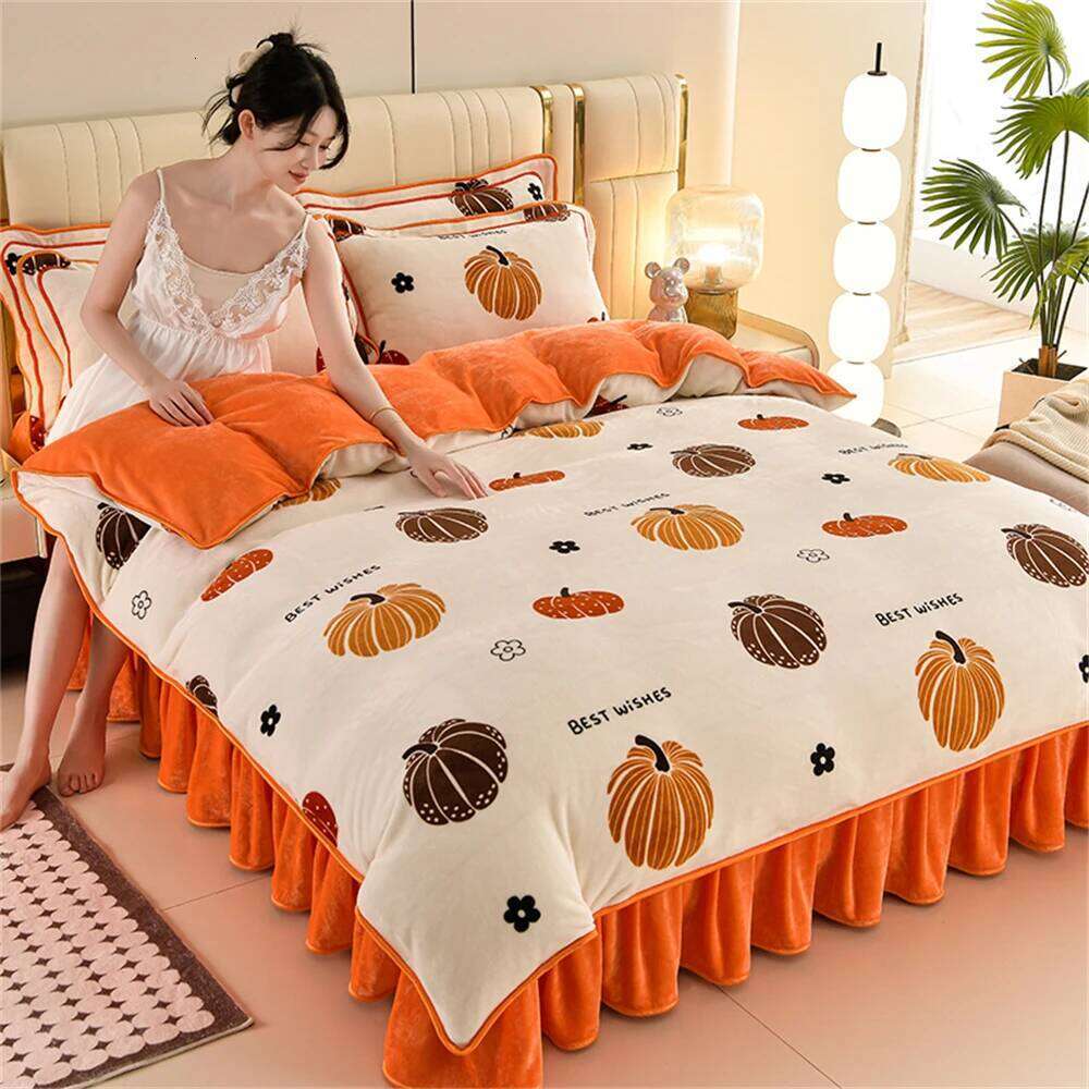 Light Winter Milk Four-Piece Set Class A Thickened Warm Fleece Home Anti-static Duvet Cover Bed Sheet Bedding Sets H260311